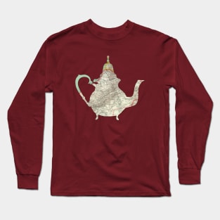 Moroccan Teapot cut from 1937 Map of Morocco Long Sleeve T-Shirt